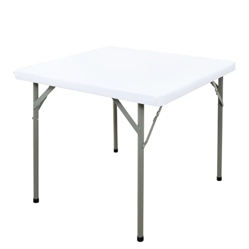 Nacuci Quadratische, elastische Tischdecke, winddichte Polyester-Tischdecke, kratzfest und waschbar, Tischdecke für Klapptische, Picknick, Camping, Party (Weiß, 86,4 x 86,4 cm) von Nacuci
