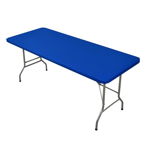 Nacuci Rechteckige, elastische Tischdecke, winddichte Polyester-Tischdecke, kratzfest und waschbar, Tischdecke für 120 cm Klapptische, Picknick, Camping, Party (Königsblau, 61 x 121,9 cm) von Nacuci