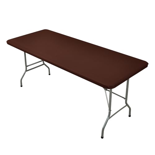 Nacuci Rechteckige, elastische Tischdecke, winddichte Polyester-Tischdecke, kratzfest und waschbar, Tischdecke für 120 cm Klapptische, Picknick, Camping, Party (Schokolade, 61 x 121,9 cm) von Nacuci