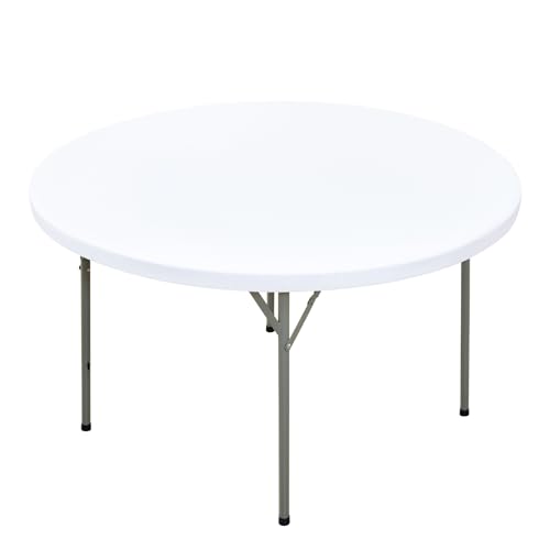 Nacuci Runde elastische Tischdecke, winddichte Polyester-Tischdecke, kratzfest und waschbar, Tischdecke für 122 cm Klapptische, Picknick, Camping, Party (Weiß, 121,9 cm) von Nacuci