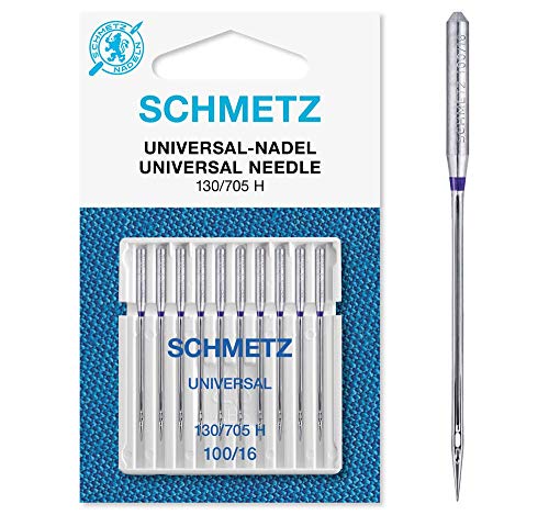 SCHMETZ Nähmaschinennadeln: 10 Universal-Nadeln, Nadeldicke 100/16, 130/705 H, auf jeder gängigen Haushaltsnähmaschine einsetzbar von SCHMETZ