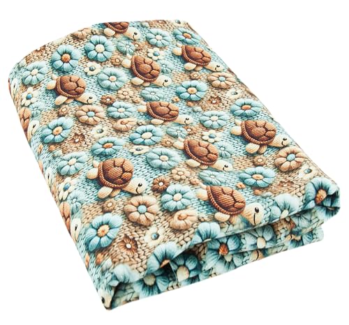 Baumwollstoff | Jerseystoff | Kinderstoff Schildkröten | 95% Baumwolle, 5% Elasthan | weich, stapazierfähig, elastisch, vielseitig zum Nähen | 50 cm x 150 cm | blau von Nadeltraum