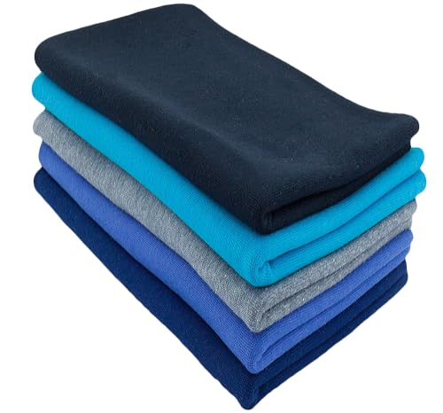 Baumwollstoff l Bündchenstoff l Bündchen SET Paket l Schlauchware l 95% Baumwolle, 5% Elasthan | elastisch, weich, vielseitig | 5 x 25 cm x 35/70 cm l Blautöne dunkel von Nadeltraum