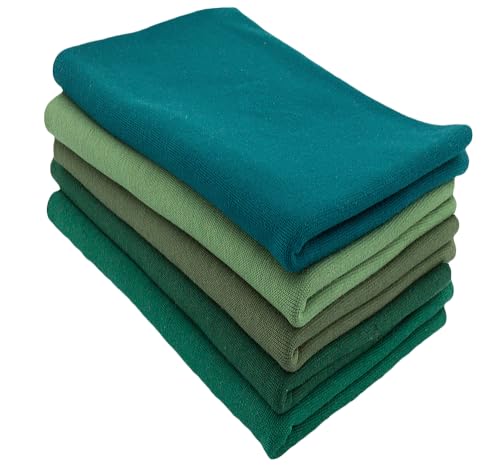 Baumwollstoff l Bündchenstoff l Bündchen SET Paket l Schlauchware l 95% Baumwolle, 5% Elasthan | elastisch, weich, vielseitig | 5 x 25 cm x 35/70 cm l Grüntöne dunkel von Nadeltraum