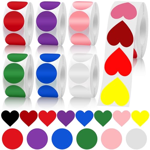 Nadinsta 3500 Stück Klebepunkte Bunt, 25mm Punkt Aufkleber Sticker, 9 Farben Runde Aufkleber, Markierungspunkte Sticker, klebepunkte für DIY Büro Wird zum Markieren und Kategorisieren von Nadinsta