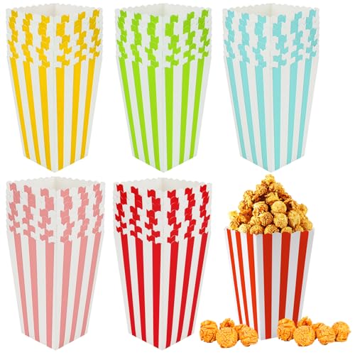 Nadisean 50 Stück Popcorn Tüten, 5 Farben Popcorntüten, Popcorn Tüten Klein, Papier Popcornbecher, Gestreifte Popcorn Box Candy Container,Bunt Popcorn-Boxen für Snacks, Zuhause, Kino, Party Nadisean 50 Stück Popcorn Tüten, 5 Farben Popcorntüten, Popcorn Tüten Klein, Papier Popcornbecher, Gestreifte Popcorn Box Candy Container,Bunt Popcorn-Boxen für Snacks, Zuhause, Kino, Party von Nadisean