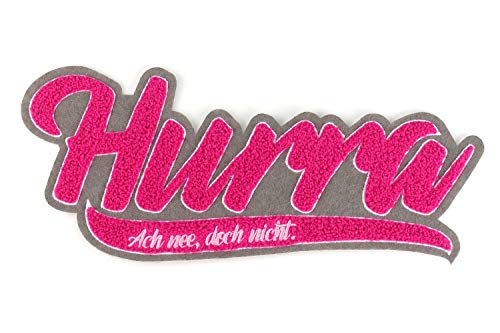 Aufnäher "Hurra" für Rücken oder Brust | 25 cm | Pink, Rosa, Grau | Patch von Naehgedoens.de