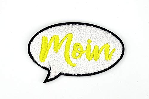 Aufnäher Sprechblase "Moin" | Gelb, Weiß, Schwarz | 10 x 6,4 cm | Patch von Naehgedoens.de