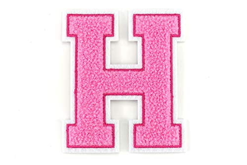 Frottee Buchstabe A-Z | Rosa, Pink, Weiß | 9,5 cm hoch | Varsity Letter H von Naehgedoens.de