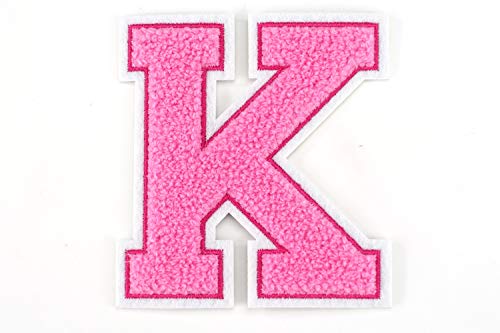 Frottee Buchstabe A-Z | Rosa, Pink, Weiß | 9,5 cm hoch | Varsity Letter K von Naehgedoens.de