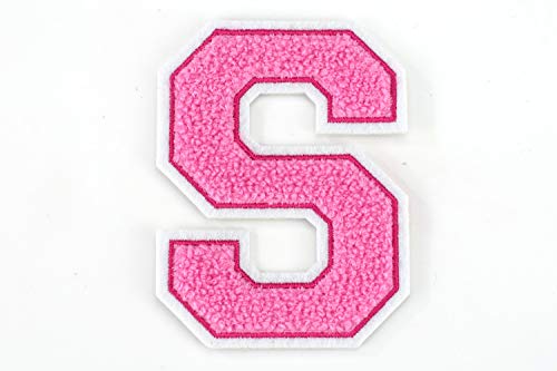 Frottee Buchstabe A-Z | Rosa, Pink, Weiß | 9,5 cm hoch | Varsity Letter S von Naehgedoens.de