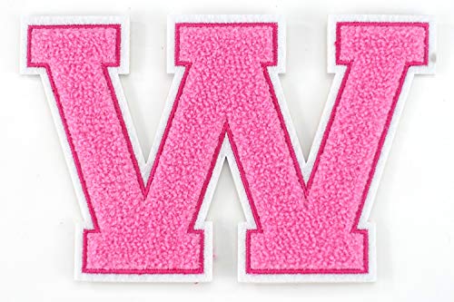 Frottee Buchstabe A-Z | Rosa, Pink, Weiß | 9,5 cm hoch | Varsity Letter W von Naehgedoens.de