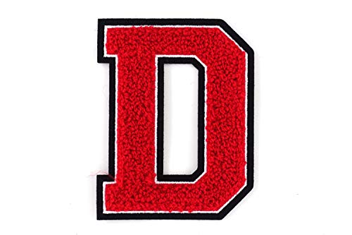 Frottee Buchstabe A-Z | Rot, Weiß, Schwarz | 9,5 cm hoch | Varsity Letter D Frottee Buchstabe A-Z | Rot, Weiß, Schwarz | 9,5 cm hoch | Varsity Letter D von Nähgedöns.de