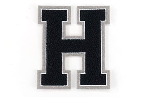 Frottee Buchstabe A-Z | Schwarz, Weiß, Grau | 9,5 cm hoch | Varsity Letter H von WRIOL