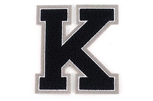 Frottee Buchstabe A-Z | Schwarz, Weiß, Grau | 9,5 cm hoch | Varsity Letter K von veeu