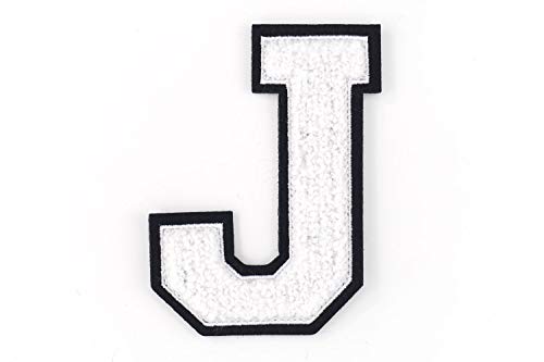 Frottee Buchstabe A-Z | Weiß, Schwarz | 9,5 cm hoch | Varsity Letter J Frottee Buchstabe A-Z | Weiß, Schwarz | 9,5 cm hoch | Varsity Letter J von Nähgedöns.de