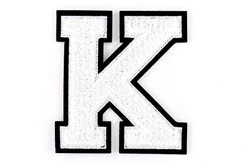 Frottee Buchstabe A-Z | Weiß, Schwarz | 9,5 cm hoch | Varsity Letter K Frottee Buchstabe A-Z | Weiß, Schwarz | 9,5 cm hoch | Varsity Letter K von Nähgedöns.de