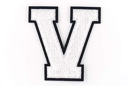 Frottee Buchstabe A-Z | Weiß, Schwarz | 9,5 cm hoch | Varsity Letter V Frottee Buchstabe A-Z | Weiß, Schwarz | 9,5 cm hoch | Varsity Letter V von Nähgedöns.de