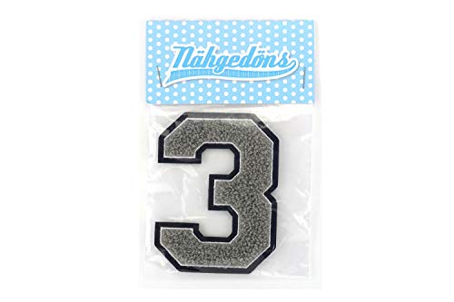 Frottee Zahl 0-9 | Grau, Weiß, Schwarz | 9,5 cm hoch | Varsity Number 7 Frottee Zahl 0-9 | Grau, Weiß, Schwarz | 9,5 cm hoch | Varsity Number 7 von Naehgedoens.de