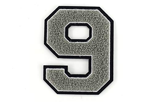 Frottee Zahl 0-9 | Grau, Weiß, Schwarz | 9,5 cm hoch | Varsity Number 9 Frottee Zahl 0-9 | Grau, Weiß, Schwarz | 9,5 cm hoch | Varsity Number 9 von Tokiso