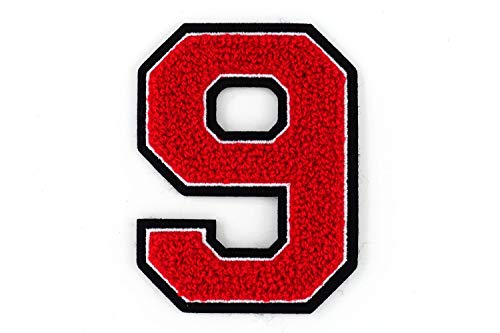 Frottee Zahl 0-9 | Rot, Weiß, Schwarz | 9,5 cm hoch | Varsity Number 9 Frottee Zahl 0-9 | Rot, Weiß, Schwarz | 9,5 cm hoch | Varsity Number 9 von Nähgedöns.de