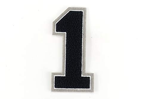 Frottee Zahl 0-9 | Schwarz, Weiß, Grau | 9,5 cm hoch | Varsity Number 1 Frottee Zahl 0-9 | Schwarz, Weiß, Grau | 9,5 cm hoch | Varsity Number 1 von Naehgedoens.de