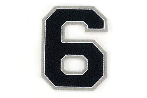 Frottee Zahl 0-9 | Schwarz, Weiß, Grau | 9,5 cm hoch | Varsity Number 6 Frottee Zahl 0-9 | Schwarz, Weiß, Grau | 9,5 cm hoch | Varsity Number 6 von Naehgedoens.de