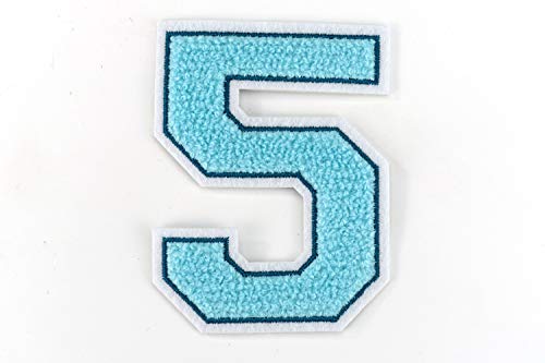 Frottee Zahl 0-9 | Türkis, Petrol, Weiß | 9,5 cm hoch | Varsity Number 5 Frottee Zahl 0-9 | Türkis, Petrol, Weiß | 9,5 cm hoch | Varsity Number 5 von Naehgedoens.de