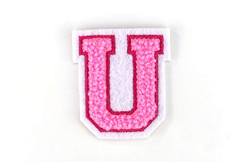 Kleine Frottee-Buchstaben 4,2 cm hoch | Rosa, Pink, Weiß | Varsity Letter von Naehgedoens.de
