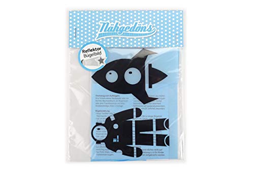 Nähgedöns.de Astronaut & Rakete | Reflektierende Bügelbilder Set | Reflektor | Reflektorfolie zum Aufbügeln | 10 cm Schwarz von Nähgedöns.de