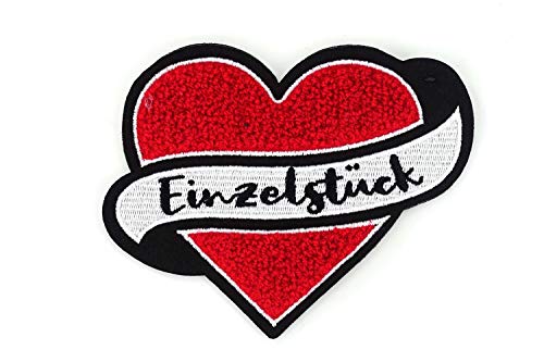 Naehgedoens.de Aufnäher Herz Einzelstück | Rot, Weiß, Schwarz | 12 x 9,5 cm | Patch von Sudsty
