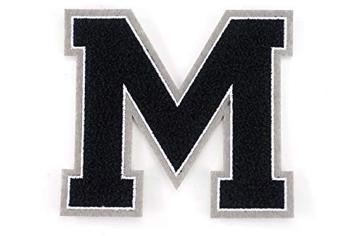 Frottee Buchstabe A-Z | Schwarz, Weiß, Grau | 9,5 cm hoch | Varsity Letter M Frottee Buchstabe A-Z | Schwarz, Weiß, Grau | 9,5 cm hoch | Varsity Letter M von Naehgedoens.de