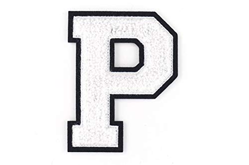 Frottee Buchstabe A-Z | Weiß, Schwarz | 9,5 cm hoch | Varsity Letter P Frottee Buchstabe A-Z | Weiß, Schwarz | 9,5 cm hoch | Varsity Letter P von Nähgedöns.de