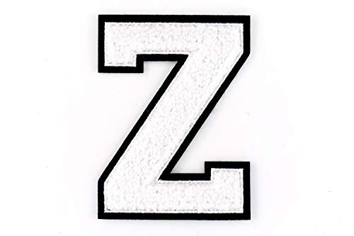 Nähgedöns.de Frottee Buchstabe A-Z | Weiß, Schwarz | 9,5 cm hoch | Varsity Letter Z von Nähgedöns.de