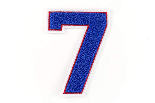 Nähgedöns.de Frottee Zahl 0-9 | Blau, Rot, Weiß | 9,5 cm hoch | Varsity Number 7 von Nähgedöns.de