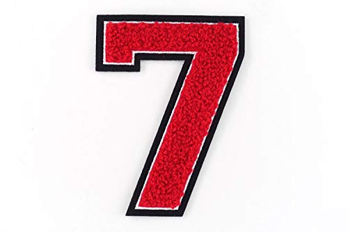 Nähgedöns.de Frottee Zahl 0-9 | Rot, Weiß, Schwarz | 9,5 cm hoch | Varsity Number 7 von Nähgedöns.de