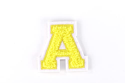 Naehgedoens.de Kleine Frottee-Buchstaben 4,2 cm hoch | Gelb, Weiß | Varsity Letter von Naehgedoens.de
