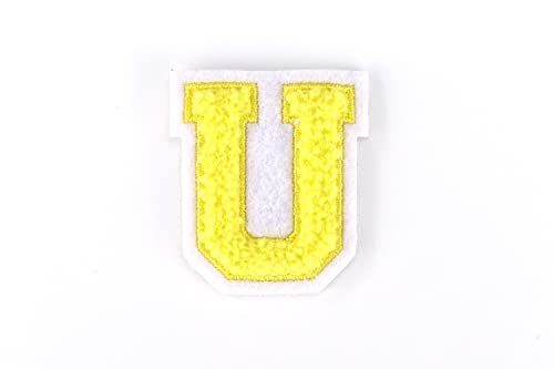 Naehgedoens.de Kleine Frottee-Buchstaben 4,2 cm hoch | Gelb, Weiß | Varsity Letter von Naehgedoens.de