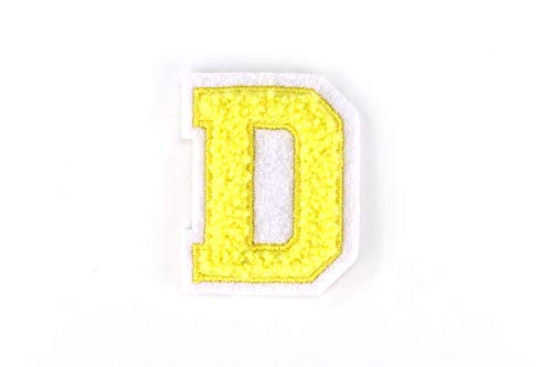 Naehgedoens.de Kleine Frottee-Buchstaben 4,2 cm hoch | Gelb, Weiß | Varsity Letter von Naehgedoens.de