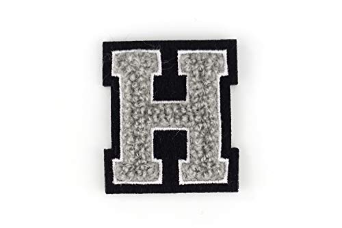 Naehgedoens.de Kleine Frottee-Buchstaben 4,2 cm hoch | Grau, Weiß, Schwarz | Varsity Letter von Naehgedoens.de