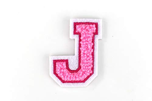 Naehgedoens.de Kleine Frottee-Buchstaben 4,2 cm hoch | Rosa, Pink, Weiß | Varsity Letter von Naehgedoens.de