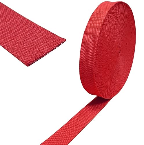 Nähmit Baumwolle Gurtband 40mm für Meterware Taschen Rucksäcke Gürtel uvm. Taschengurtband 100% Baumwolle viele Farben (Rot) von Nähmit
