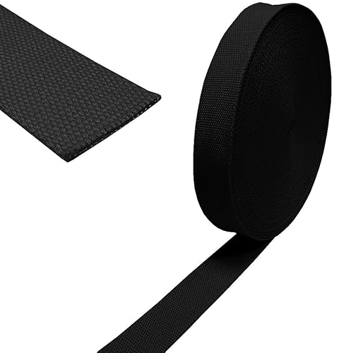 Nähmit Baumwolle Gurtband 40mm für Meterware Taschen Rucksäcke Gürtel uvm. Taschengurtband 100% Baumwolle viele Farben (Schwarz) von Nähmit