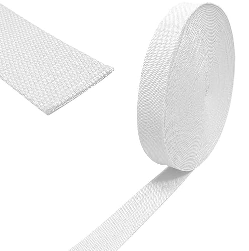 Nähmit Baumwolle Gurtband 40mm für Meterware Taschen Rucksäcke Gürtel uvm. Taschengurtband 100% Baumwolle viele Farben (Weiss) von Nähmit