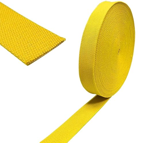 Nähmit Baumwolle Gurtband 40mm für Meterware Taschen Rucksäcke Gürtel uvm. Taschengurtband 100% Baumwolle viele Farben (gelb) von Nähmit