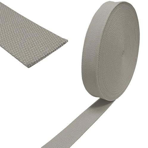 Nähmit Baumwolle Gurtband 40mm für Meterware Taschen Rucksäcke Gürtel uvm. Taschengurtband 100% Baumwolle viele Farben (hellgrau) von Nähmit