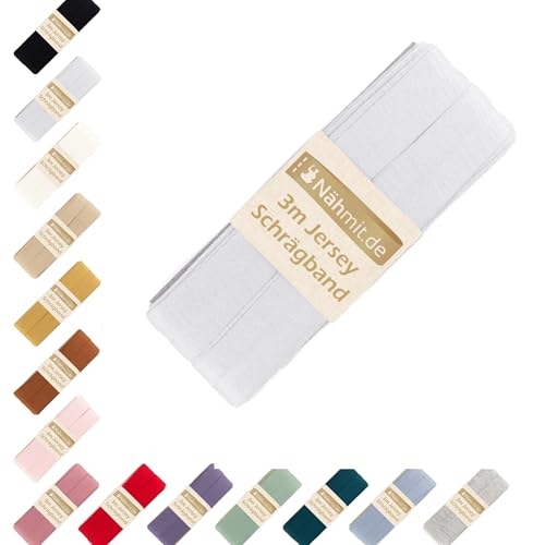Nähmit - Jersey Schrägband - elastisches vorgefalztes Einfassband 3 Meter x 20mm Nähmit - Jersey Schrägband - elastisches vorgefalztes Einfassband 3 Meter x 20mm von Nähmit