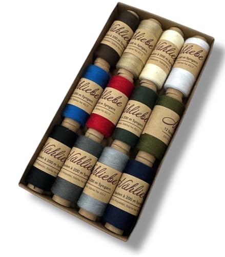 Nähmit - NÄHLIEBE Syngarn - 12 x 200m Nähmaschinengarn 100% Polyester Nähgarn Set für Ihre Nähmaschine (11 - Hauptfarben) von Nähmit