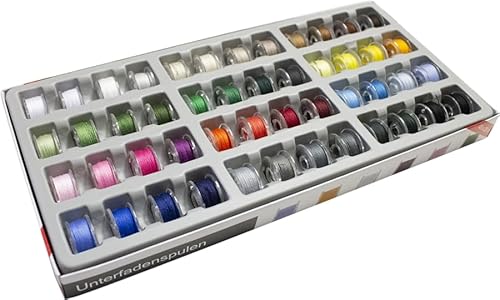 Nähmit – Unterfadenspulen-Set „Spiel der Töne“, 48 × 25 m polyester Unterfäden (Ne 40/2), farblich abgestimmt für jede Näh- & Quiltarbeit (Unterspulen Set) von Nähmit