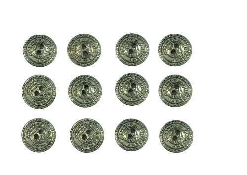 12 Knöpfe Metall Struktur und Schriftzug 15 mm altsilber von Nähstübl